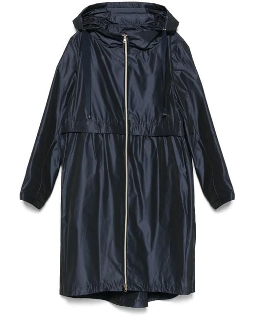 Herno Blue Hooded Raincoat