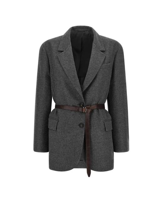 Brunello Cucinelli Black Wool Single-Breasted Blazer Jacket