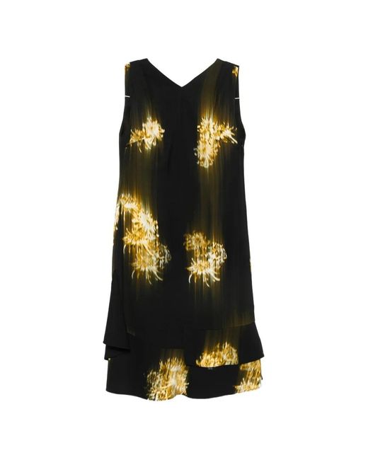 Proenza Schouler Black V-Neck Floral-Print Midi Dress