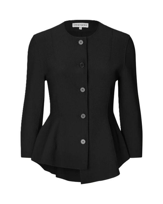 Stine Goya Black Flared Button-up Top