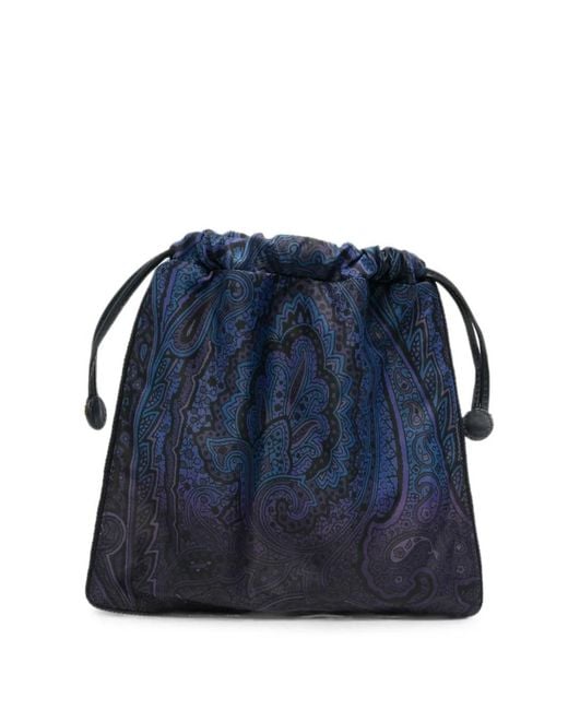 Etro Blue Paisley Print Clutch