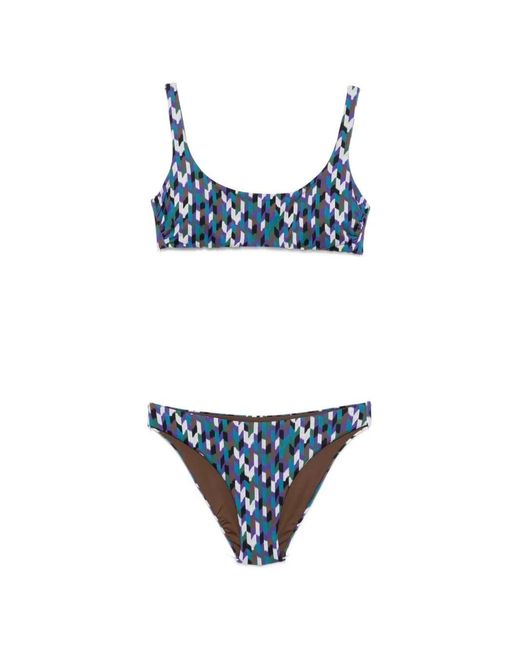 Fisico Blue Multicolor Print Bikini Set