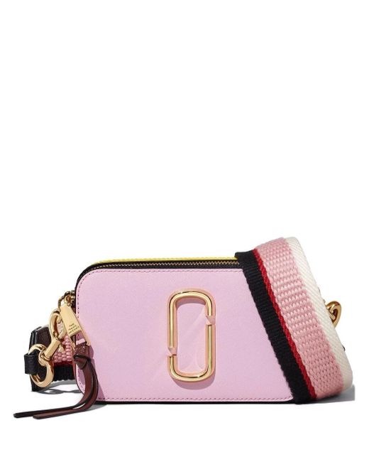 Marc Jacobs Leather The Snapshot Logo Crossbody Bag in Pink - Save 32% ...