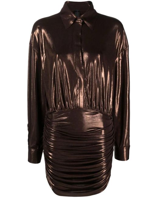 Norma Kamali Black Metallic-effect Draped Dress