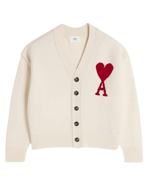 AMI Natural Wool Ami De Coeur Cardigan