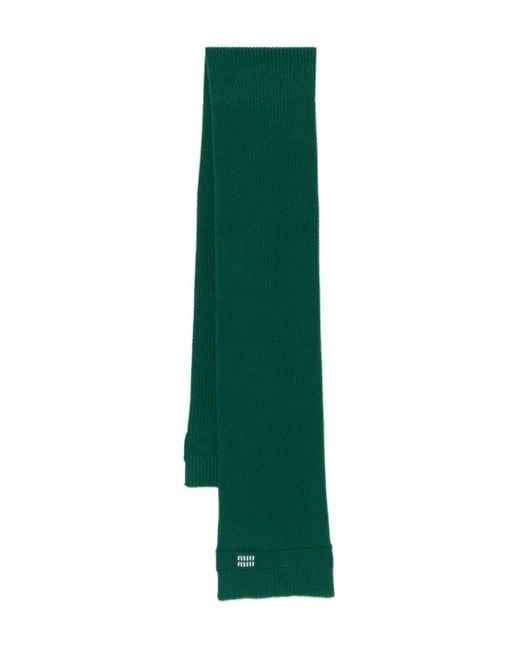 Miu Miu Green Ribbed Scarf
