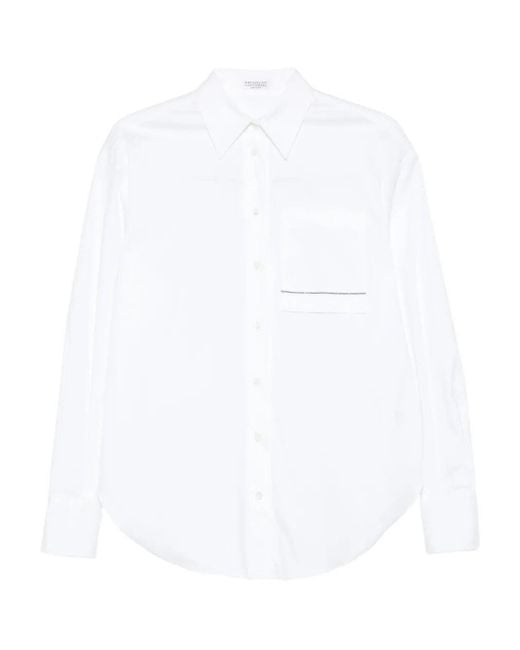 Brunello Cucinelli White Pocket-Detail Shirt