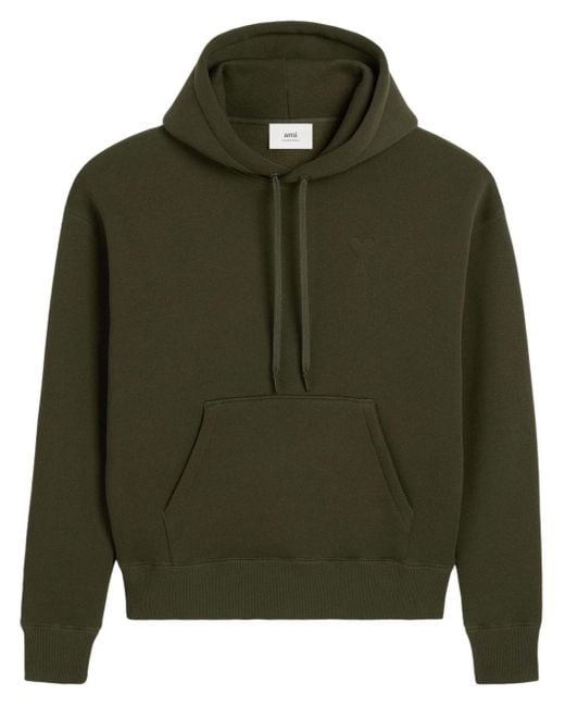 AMI Green Cotton Ami De Coeur Hoodie