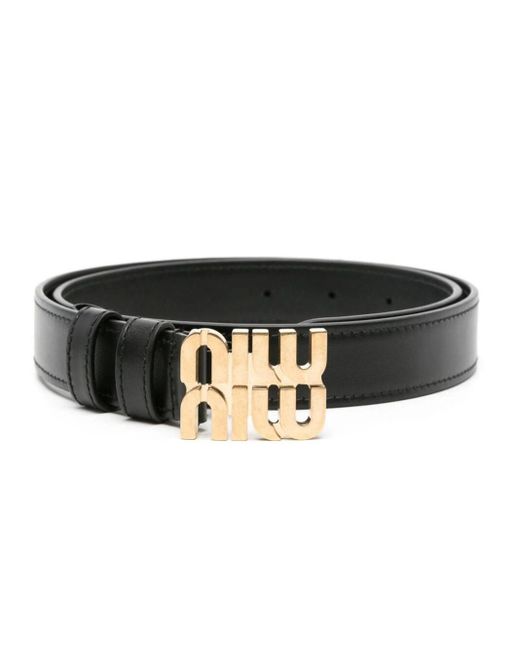 Miu Miu Black Logo-buckle Leather Belt