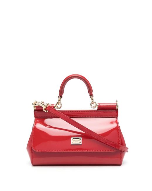 Dolce & Gabbana Leather Borsa Sicily Piccola In Pelle Di Vitello Lucido in  Red | Lyst