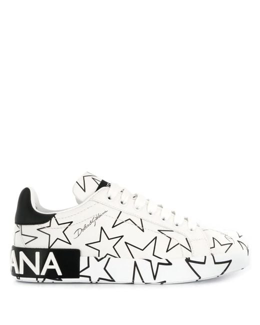 Dolce & Gabbana White Stars Leather Sneaker