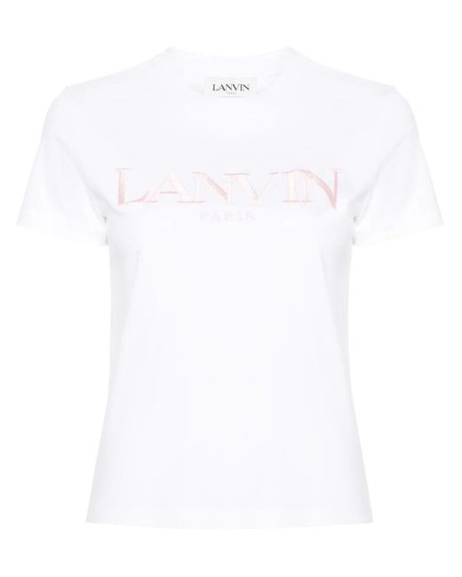 Lanvin White T-Shirt With Embroidery