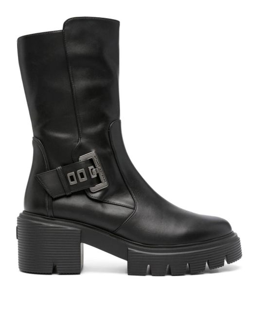 Stuart Weitzman Black Soho Gia 75mm Leather Boots