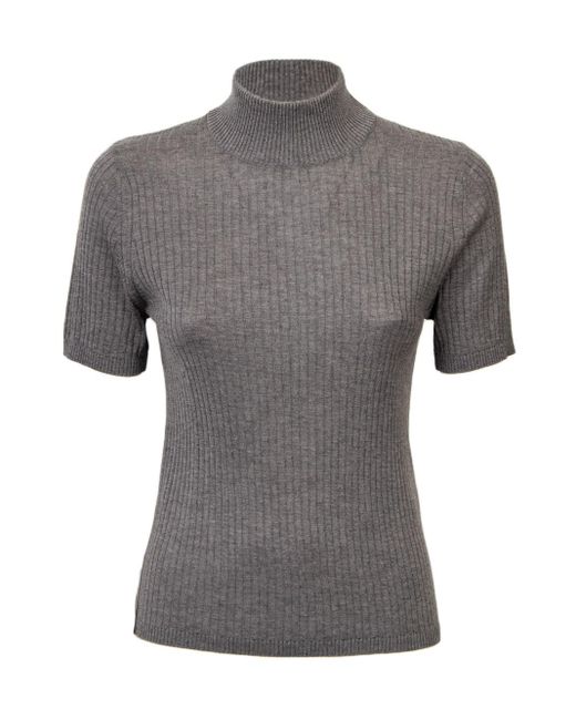 Max Mara Gray Jangy High Neck Knitted Top