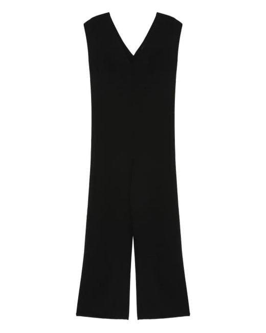 Alpha Studio Black Tailored Knit Jumpsuit