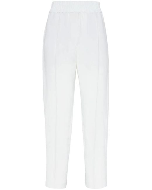 Brunello Cucinelli White Cropped Tapered Trousers