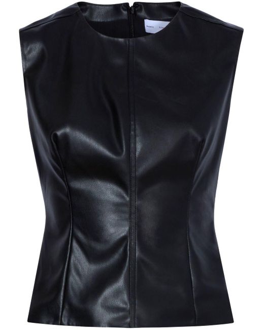 Logan Top In Faux Leather di Proenza Schouler in Black