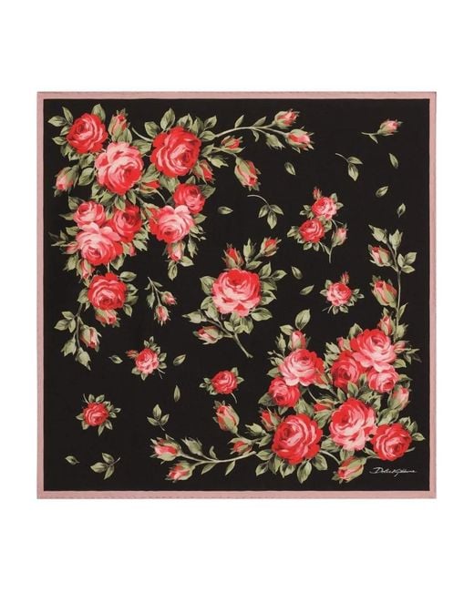 Dolce & Gabbana Red Dolce & Gabbana Floral-Print Scarf