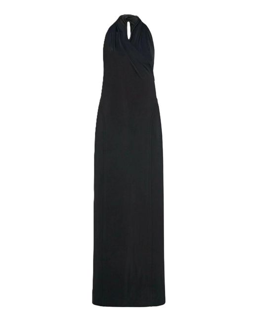 Another Tomorrow Black Gathered Halter Dress