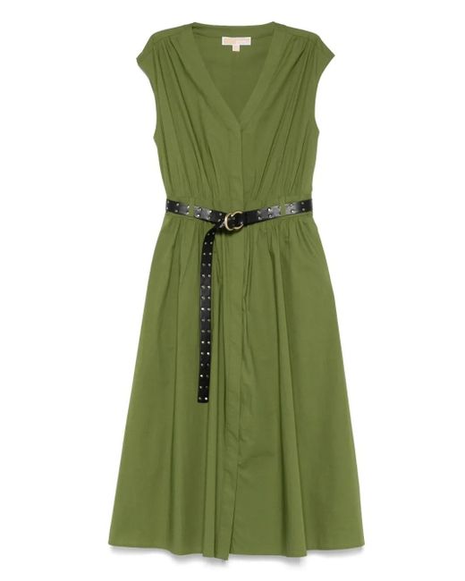Michael Kors Green Poplin Midi Dress