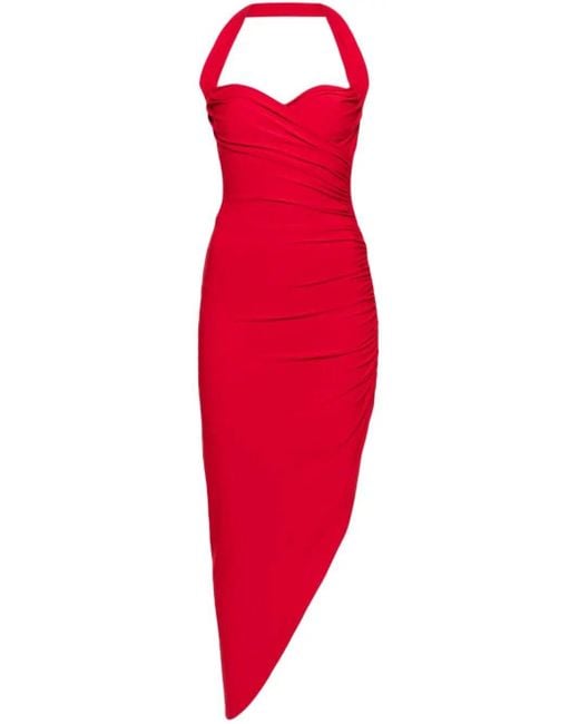 Norma Kamali Red Cayla Side Drape Gown