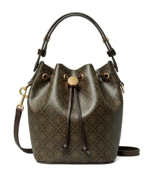 Tory Burch Black Mini T Monogram Bucket Bag