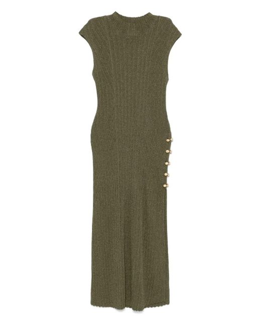Aje. Green Leandra Knit Midi Dress