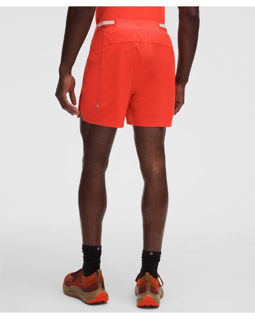 lululemon athletica Red Fast And Free Lined Running Short 5" for men