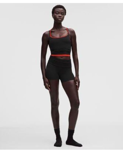 lululemon athletica Black Groove Foldover Mid-Rise Short 4"