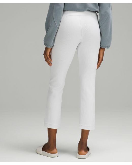 lululemon athletica White Ribbed Softstreme Zip-leg High-rise Cropped Pants 25"
