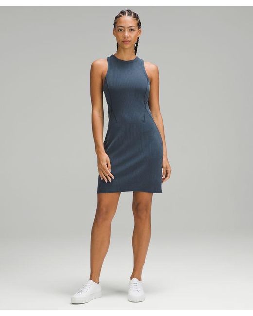 lululemon athletica Blue Ribbed Softstreme Slim-Fit Tank Dress