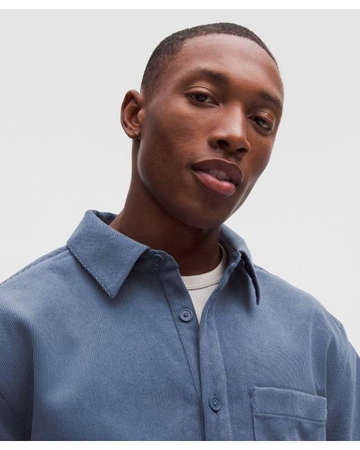 lululemon athletica Blue – Corduroy Relaxed-Fit Long-Sleeve Button-Up Shirt – – Size Small for men