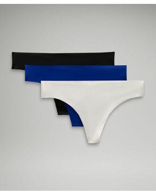lululemon athletica Blue Invisiwear Mid-rise Thong Underwear 3 Pack