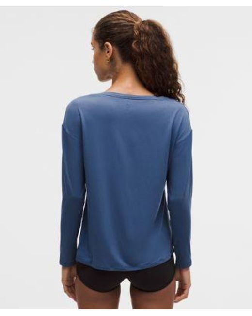 lululemon athletica Blue – Silkappeal Side-Slit Long-Sleeve Shirt – – Size Large