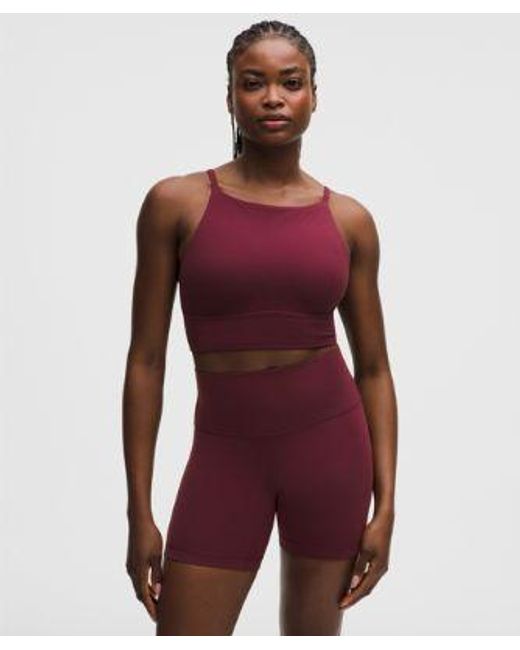 lululemon athletica Red – Focuser High-Neck Sports Bra Light Support, C/D Cup – Color Burgundy/ –