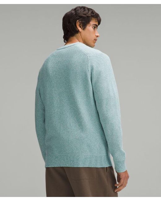 lululemon athletica Textured Knit Crewneck Sweater - Color Blue - Size L for men