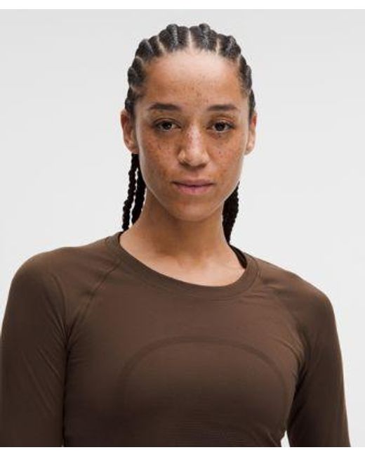 lululemon athletica Brown – Swiftly Tech Long-Sleeve Shirt 2.4 Waist Length – – Size 4