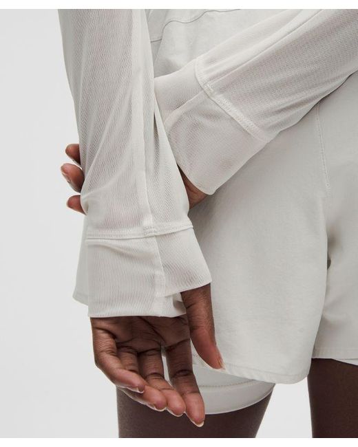 lululemon athletica White – Mesh Cropped Long-Sleeve Shirt Slnsh Collection – – Size Large