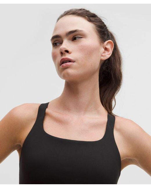 lululemon athletica Black – Ultralu Square-Neck Workout Sports Bra Medium Support, B/C Cup – – Size 14