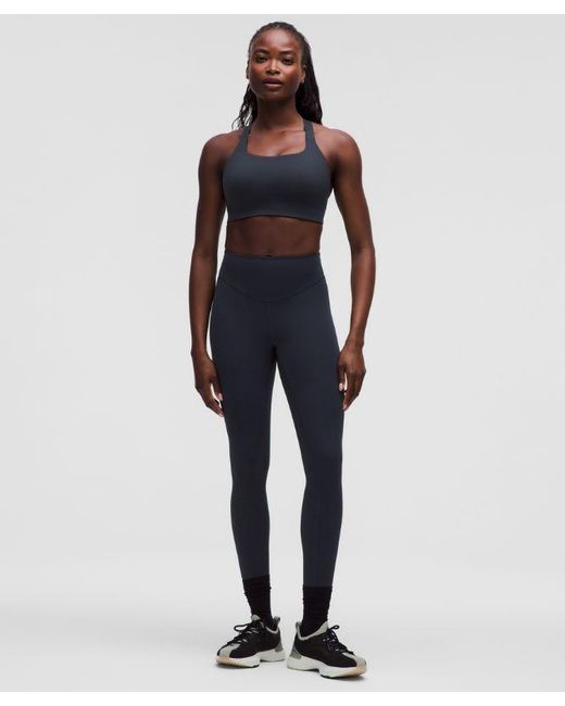 lululemon athletica Blue – Ultralu Square-Neck Workout Sports Bra Medium Support, D/Dd Cup – – Size 14