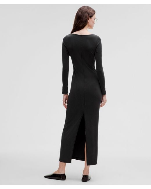 lululemon athletica Black Drapey Softstreme Long-Sleeve Maxi Dress