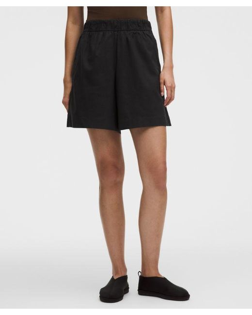 lululemon athletica Black – Lululinen High-Rise Relaxed-Fit Shorts – 7" – – Size Large