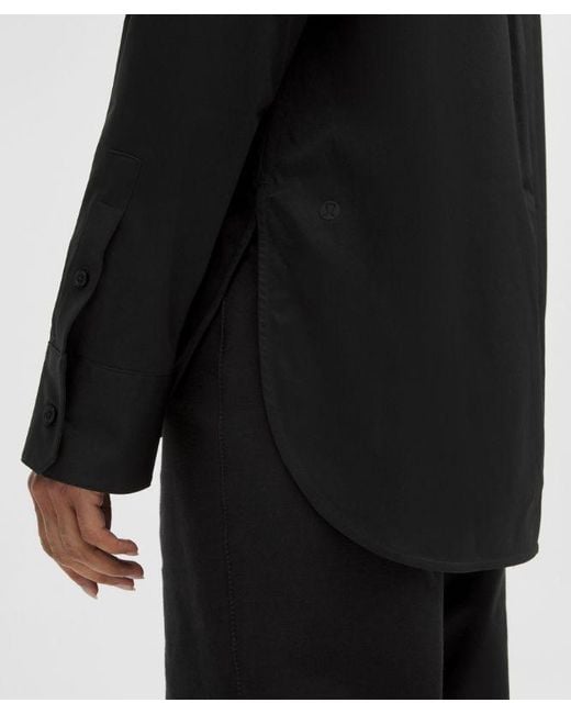 lululemon athletica Black Woven Relaxed-Fit Button-Up Shirt