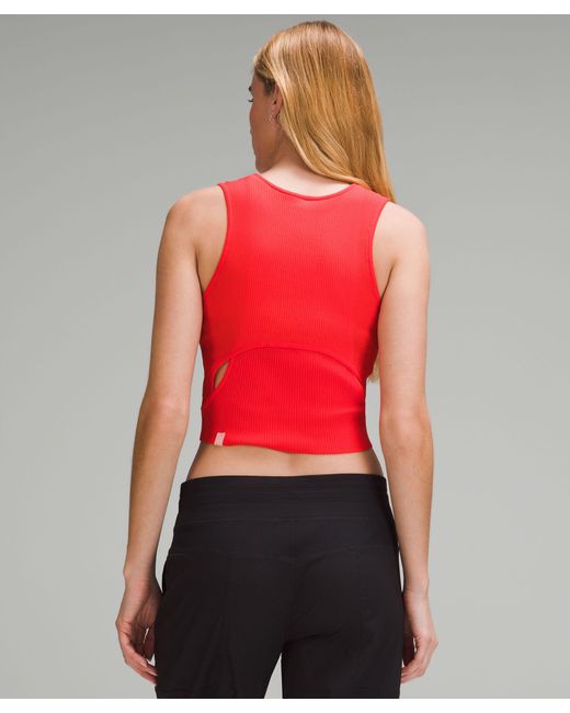 lululemon athletica Red Cut-out Knit Tank Top