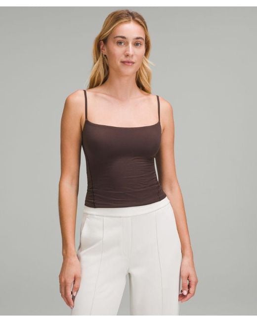 lululemon athletica Brown – Wundermost Ultra-Soft Nulu Spaghetti-Strap Cami Tank Top – –