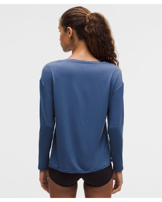 lululemon athletica Blue – Silkappeal Side-Slit Long-Sleeve Shirt – – Size Large