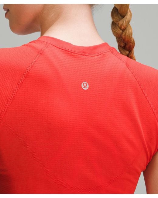 lululemon athletica Swiftly Tech Cropped Short-sleeve Shirt 2.0 in Red