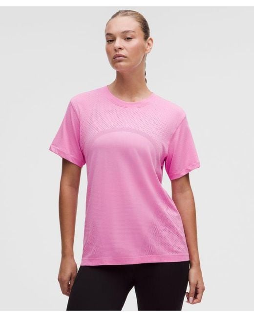 lululemon athletica Pink Swiftly Relaxed Short-Sleeve Shirt Hip Length
