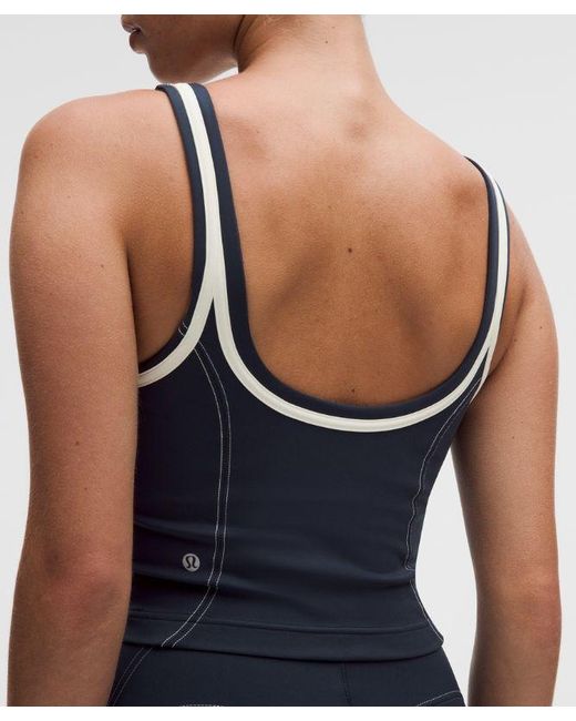 lululemon athletica Blue – Glow Up Tank Top Medium Support, C/D Cup Pipe Detail – – Size 4
