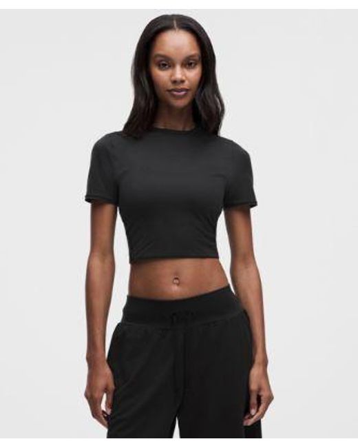lululemon athletica Black Wundermost Ultra-Soft Nulu Crewneck Cropped T-Shirt